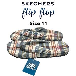 Men’s Skechers plaid flip flops size 11 NWT